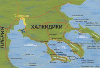 Карта полуострова ситонии с городами Полуостров ситония греция на карте